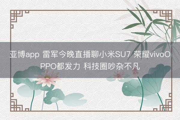 亚博app 雷军今晚直播聊小米SU7 荣耀vivoOPPO都发力 科技圈吵杂不凡