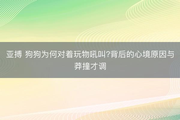 亚搏 狗狗为何对着玩物吼叫?背后的心境原因与莽撞才调