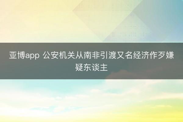 亚博app 公安机关从南非引渡又名经济作歹嫌疑东谈主