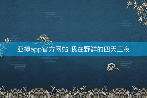 亚搏app官方网站 我在野鲜的四天三夜