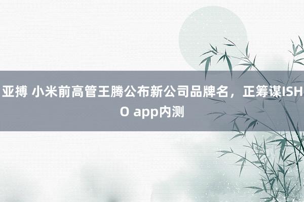 亚搏 小米前高管王腾公布新公司品牌名，正筹谋ISHO app内测
