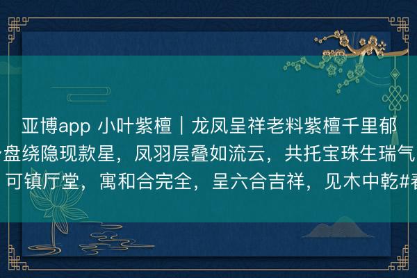 亚博app 小叶紫檀｜龙凤呈祥老料紫檀千里郁，整木雕龙凤戏珠。龙身盘绕隐现款星，凤羽层叠如流云，共托宝珠生瑞气。可镇厅堂，寓和合完全，呈六合吉祥，见木中乾#春日打卡指引# #紫檀木雕#