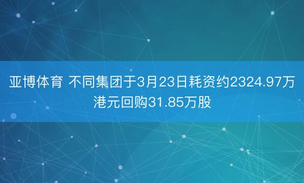 亚博体育 不同集团于3月23日耗资约2324.97万港元回购31.85万股