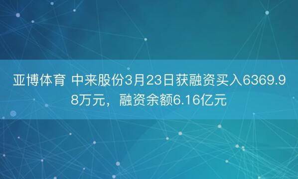 亚博体育 中来股份3月23日获融资买入6369.98万元，融资余额6.16亿元