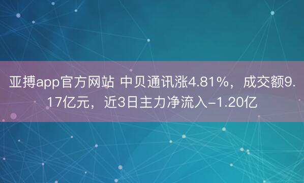 亚搏app官方网站 中贝通讯涨4.81%，成交额9.17亿元，近3日主力净流入-1.20亿