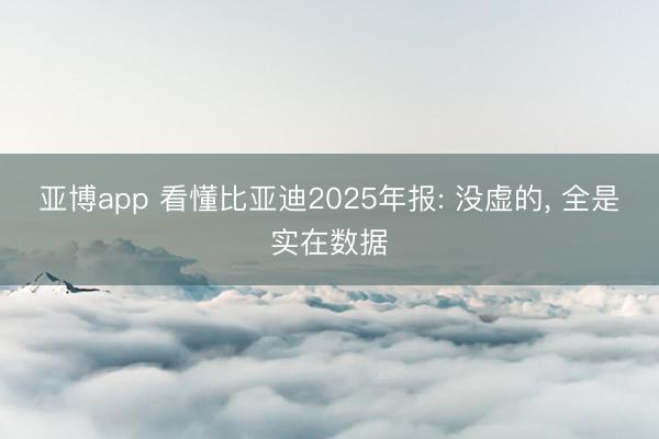 亚博app 看懂比亚迪2025年报: 没虚的, 全是实在数据