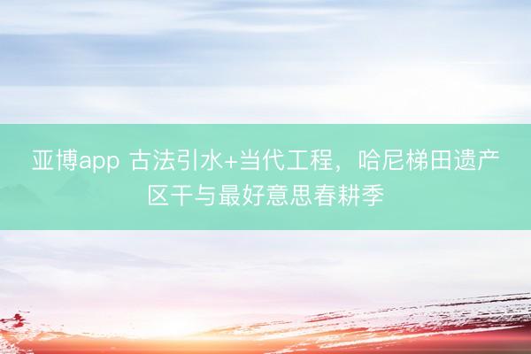 亚博app 古法引水+当代工程,哈尼梯田遗产区干与最好意思春耕季