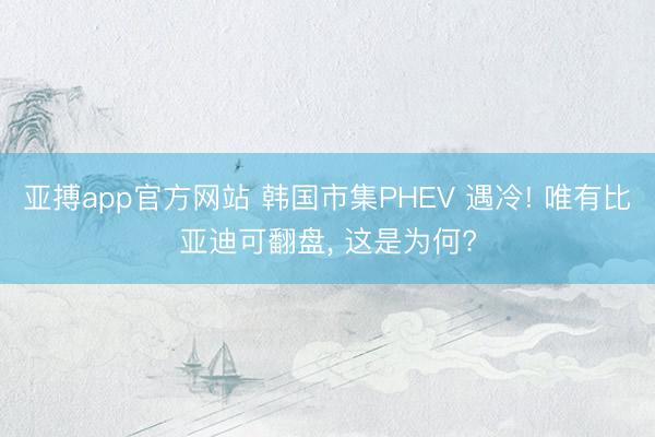 亚搏app官方网站 韩国市集PHEV 遇冷! 唯有比亚迪可翻盘， 这是为何?