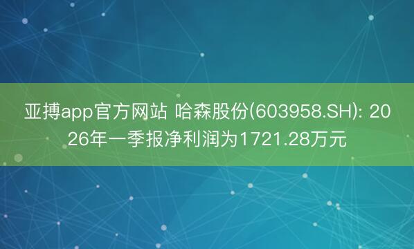 亚搏app官方网站 哈森股份(603958.SH): 2026年一季报净利润为1721.28万元