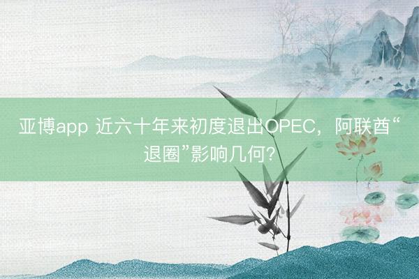亚博app 近六十年来初度退出OPEC，阿联酋“退圈”影响几何？