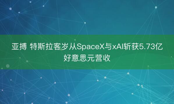 亚搏 特斯拉客岁从SpaceX与xAI斩获5.73亿好意思元营收